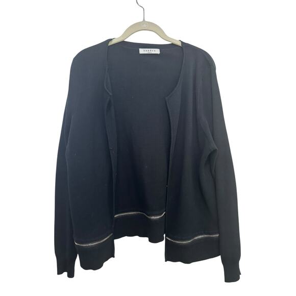 Sandro Women's Black Open Front Long Sleeve Knit Wool Cardigan Sweater Size 2 - Picture 1 of 6
